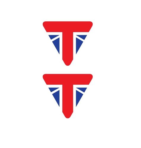 2x Triumph logo bandera UK, tamaño a elegir, color estándar.