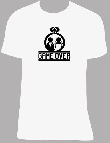 Camiseta Game Over boda, tallas y colores a elegir.