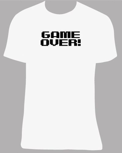Camiseta Game Over, tallas y colores a elegir.