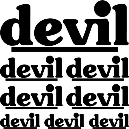 Kit de pegatinas Devil, varios tamaños, color a elegir