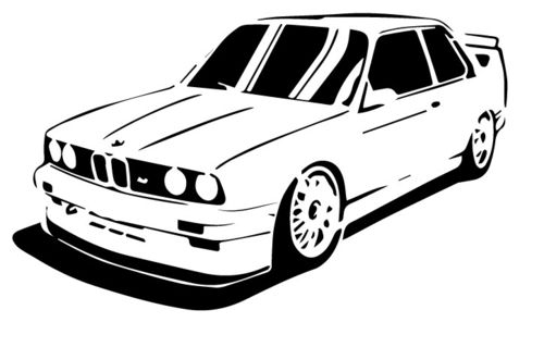 BMW M3 E30, pegatina. tamaño y color a elegir.