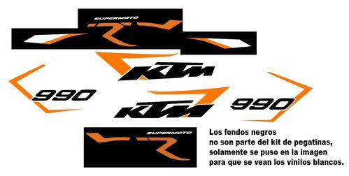 Kit de vinilos para KTM 990 Supermoto, igual a las originales.